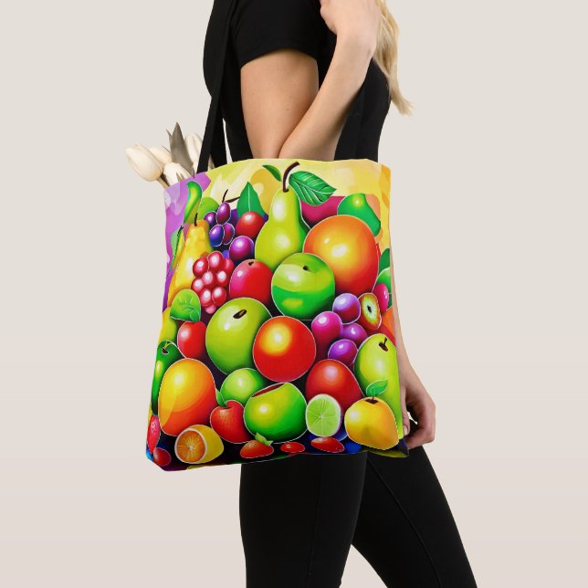 Bolsa Tote Vibrant Fruta Medley Art (Close Up)