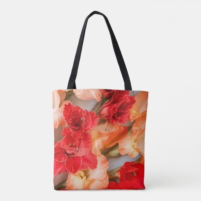 Bolsa Tote Vibrant Gladiolus flowers (Verso)