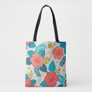 Bolsa Tote Vibrant Hibiscus Floral