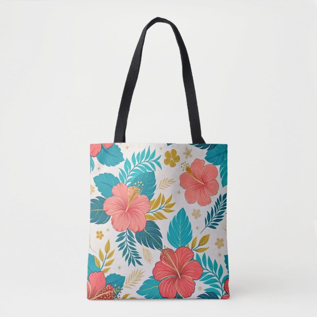 Bolsa Tote Vibrant Hibiscus Floral (Frente)