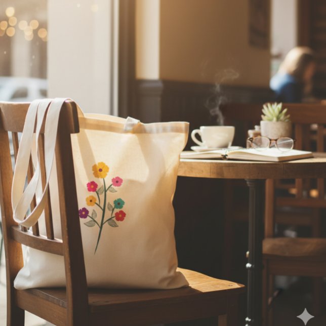 Bolsa Tote Vibrant Multi-Color Wildflower Branch Tote Bag (Criador carregado)