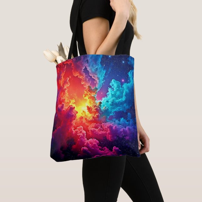 Bolsa Tote Vibrant Nebula Art: Cosmic Color Art (Close Up)