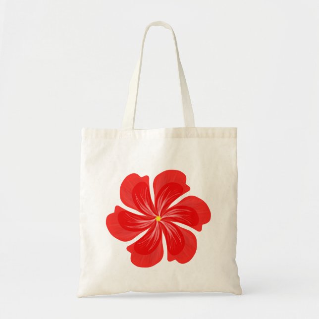 Bolsa Tote Vibrant Red Petal Bloom - Minimalist Floral Art (Frente)