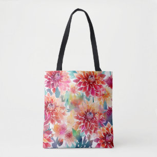 Bolsa Tote Vibrant Watercolor Dahlia
