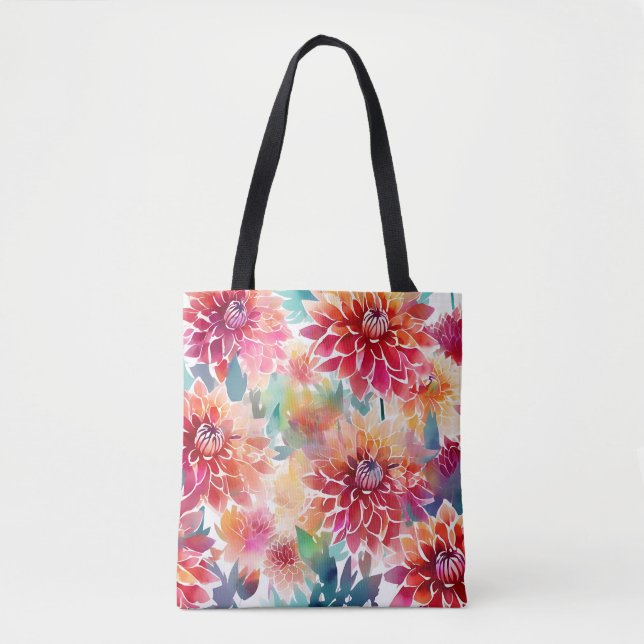 Bolsa Tote Vibrant Watercolor Dahlia (Frente)