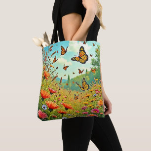 Bolsa Tote Vibrant Wildflower Butterfly Joy Design