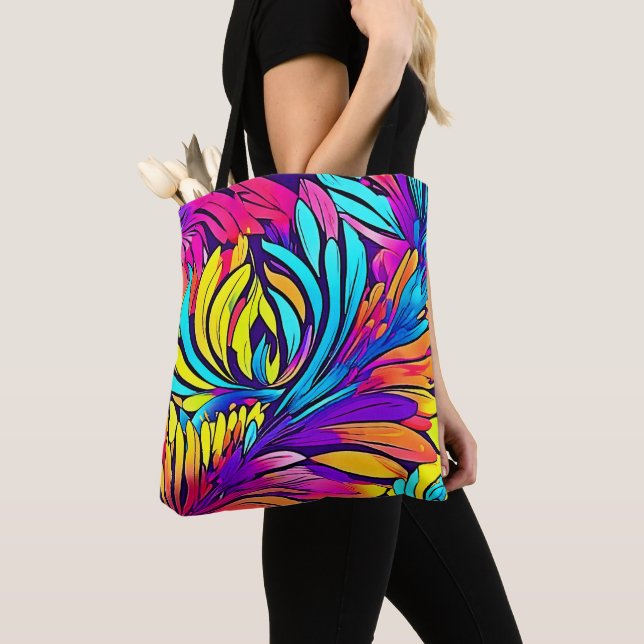 Bolsa Tote Vibrante Abstrato Floral (Close Up)