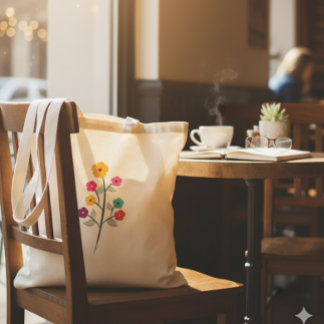 Bolsa Tote Vibrante de Galho de Flores Silvestres