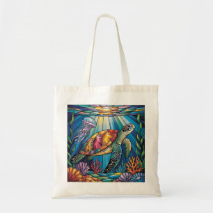 Bolsa Tote Vibrante Design de Tartaruga Marinha em Vidro Colo