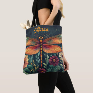 Bolsa Tote Vibrante Dragonfly Floral Shades Laranja Vermelho 