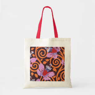 Bolsa Tote Vibrante Flor Art Déco com Redemoinho Rosa e Laran