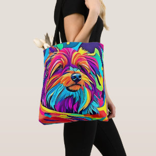 Bolsa Tote Vibrante Yorkie Pop Art
