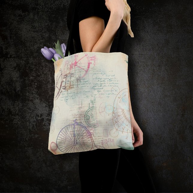 Bolsa Tote Victorian Steampunk | Grunge de Aquarela Pastel (Criador carregado)