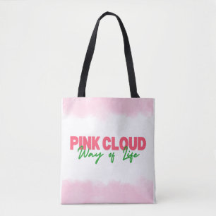 Bolsa Tote Vida à Nuvem Rosa, Saco de Tote, Vida Sólida