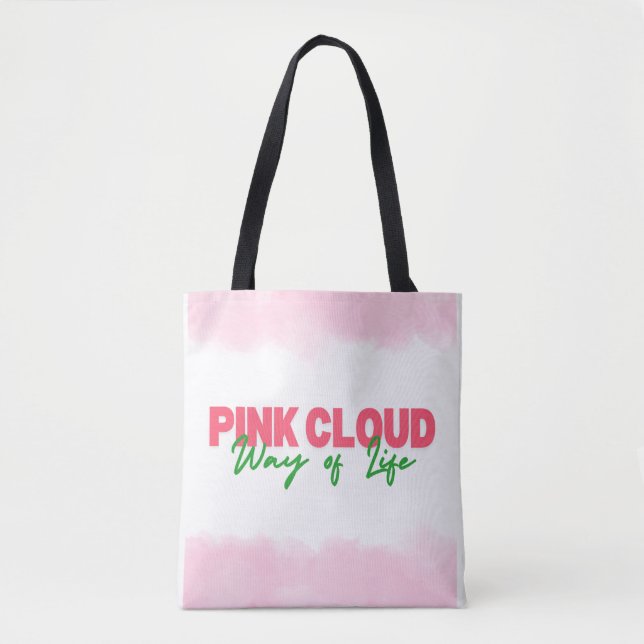 Bolsa Tote Vida à Nuvem Rosa, Saco de Tote, Vida Sólida (Frente)