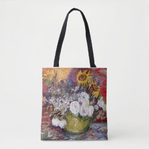 Bolsa Tote Vida contínua com Rosas e girassóis - Van Gogh