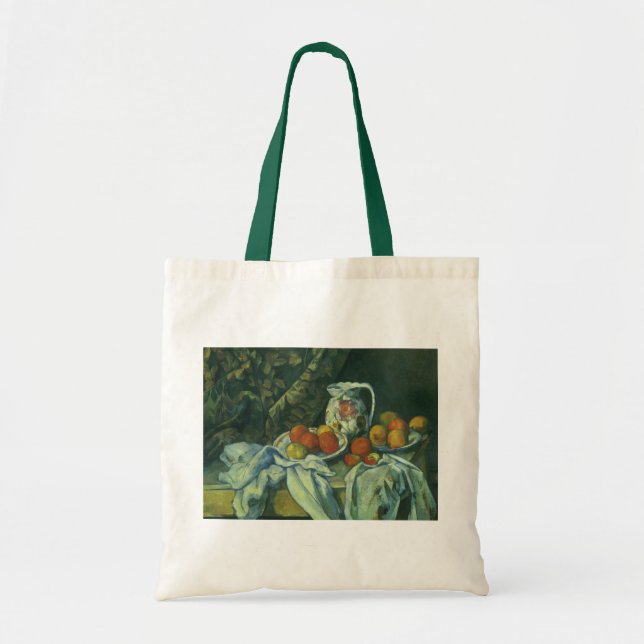 Bolsa Tote Vida contínua, cortina e Pitcher por Paul Cezanne (Frente)