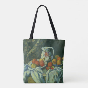 Bolsa Tote Vida contínua, cortina e Pitcher por Paul Cezanne