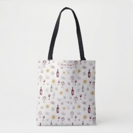 Bolsa Tote Vida de Mãe Vibe de Vinho Personalizado