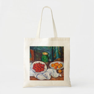 Bolsa Tote Vida de Paul Cezanne ainda com cerejas e pêssegos