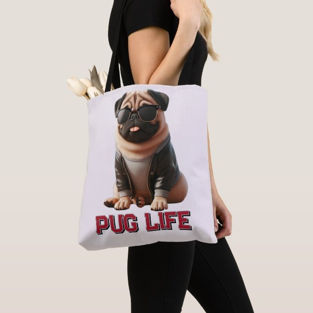 Bolsa Tote Vida de Pug Cachorro Pug Fofo (Close Up)