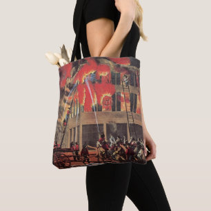 Bolsa Tote Vida de um Bombeiro, Bombeiros Antigos Combatendo 