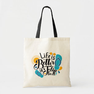 Bolsa Tote Vida divertida de chinelo em arte com palavras