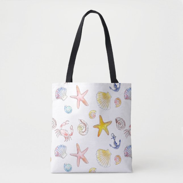 Bolsa Tote Vida e Ancoras Marinhas (Frente)