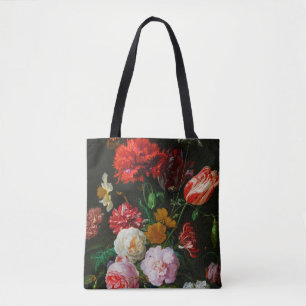 Bolsa Tote Vida Estática com Flores num Vaso de Vidro