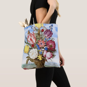 Bolsa Tote Vida Morta Floral da Idade de Ouro Holandesa Vinta