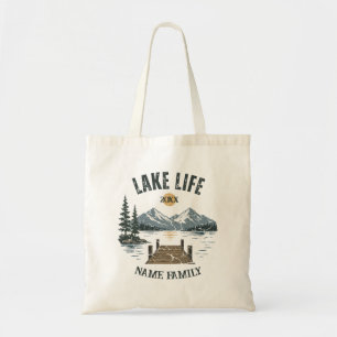 Bolsa Tote Vida no Lago Família Férias Correspondência Retro