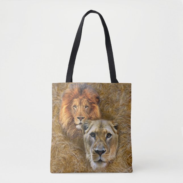 Bolsa Tote Vida Selvagem - Leão e Leão (Frente)