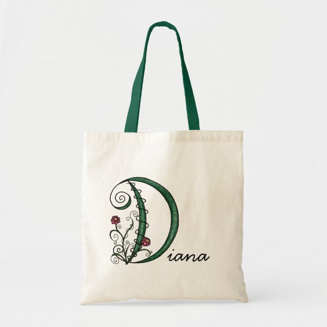 Bolsa Tote "Videira saco da letra D" (Frente)