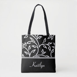 Bolsa Tote Videiras decorativas brancas e pretas |
