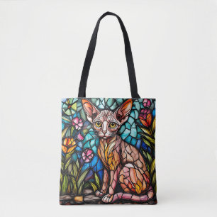 Bolsa Tote Vidro colorido de gato colorido