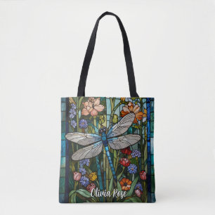 Bolsa Tote Vidro de mancha Folha de Dragão pintura botânica