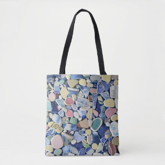 Bolsa Tote Vidro do mar, azul cobalto da cerâmica da praia