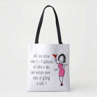 Bolsa Tote Vidro dos amantes de vinho do saco dos elogios do