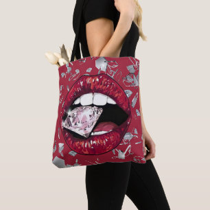 Bolsa Tote Vidro estilhado vermelho e saco de diamantes