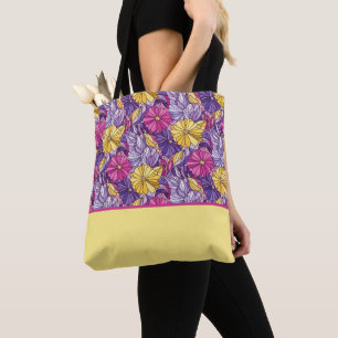 Bolsa Tote Vidro Manchado Abstrato Roxo Amarelo Rosa