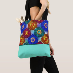Bolsa Tote Vidro Manchado Abstrato Vermelho Verde Azul Laranj