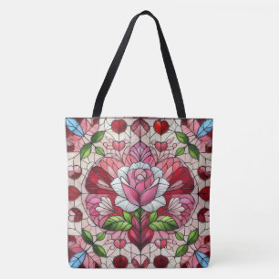 Bolsa Tote Vidro pintado floral dia dos namorados