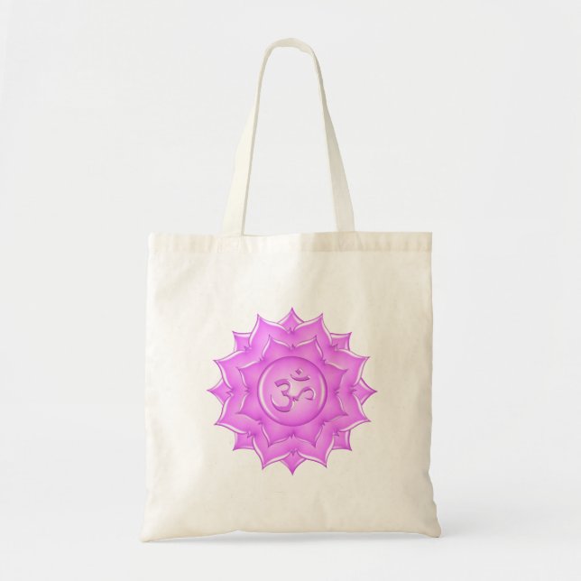 Bolsa Tote Vidro rosa Lótus Flor Om - Desenho (Frente)