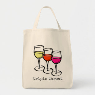 Bolsa Tote Vidros de vinho triplos da ameaça