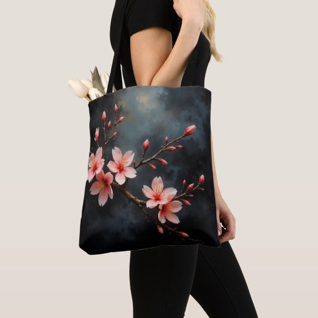 Bolsa Tote Vietnamese Peach Blossom Art (Close Up)
