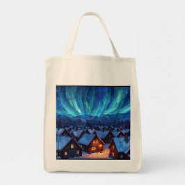 Bolsa Tote Vila de Inverno em Vidro Colorido Panorâmico