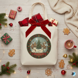 Bolsa Tote Vila de Natal Vintage Winter Wonderland Holida