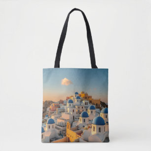 Bolsa Tote Vila Picturesca Oia Ilha Grega Santorini