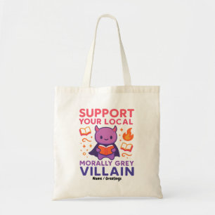 Bolsa Tote Vilão Fofo Amante de Livros Personagem Moralmente