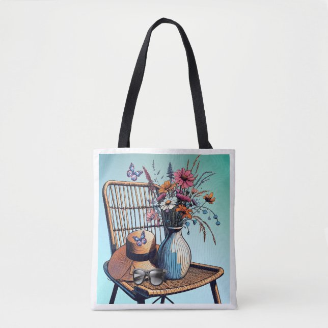 Bolsa Tote Vime e Flores Vibrações de Verão (Frente)